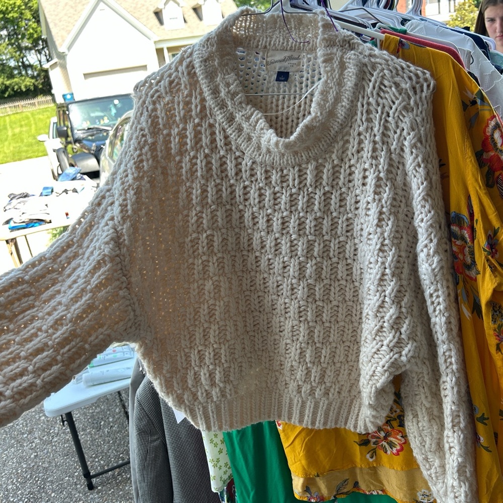 Target Cream Crew Neck Sweater with Textured Knit